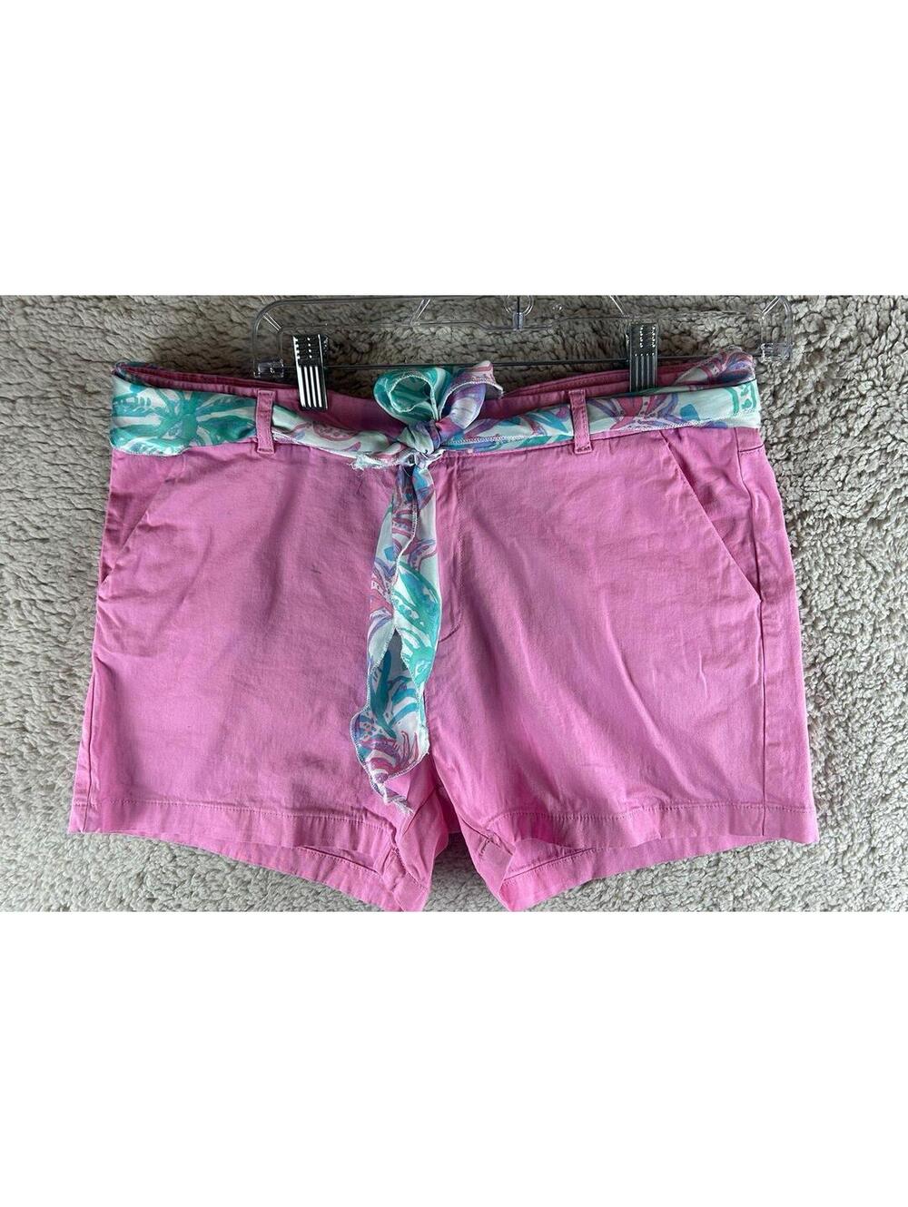 Stella Parker Collection Women’s Pink Shorts 10 Silky Floral Tie Belt Summer